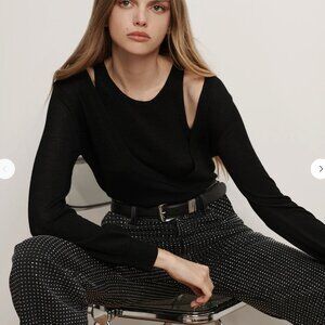 Veronica Beard Lolasee Merino Wool Black Pullover Sweater NWT Size XS